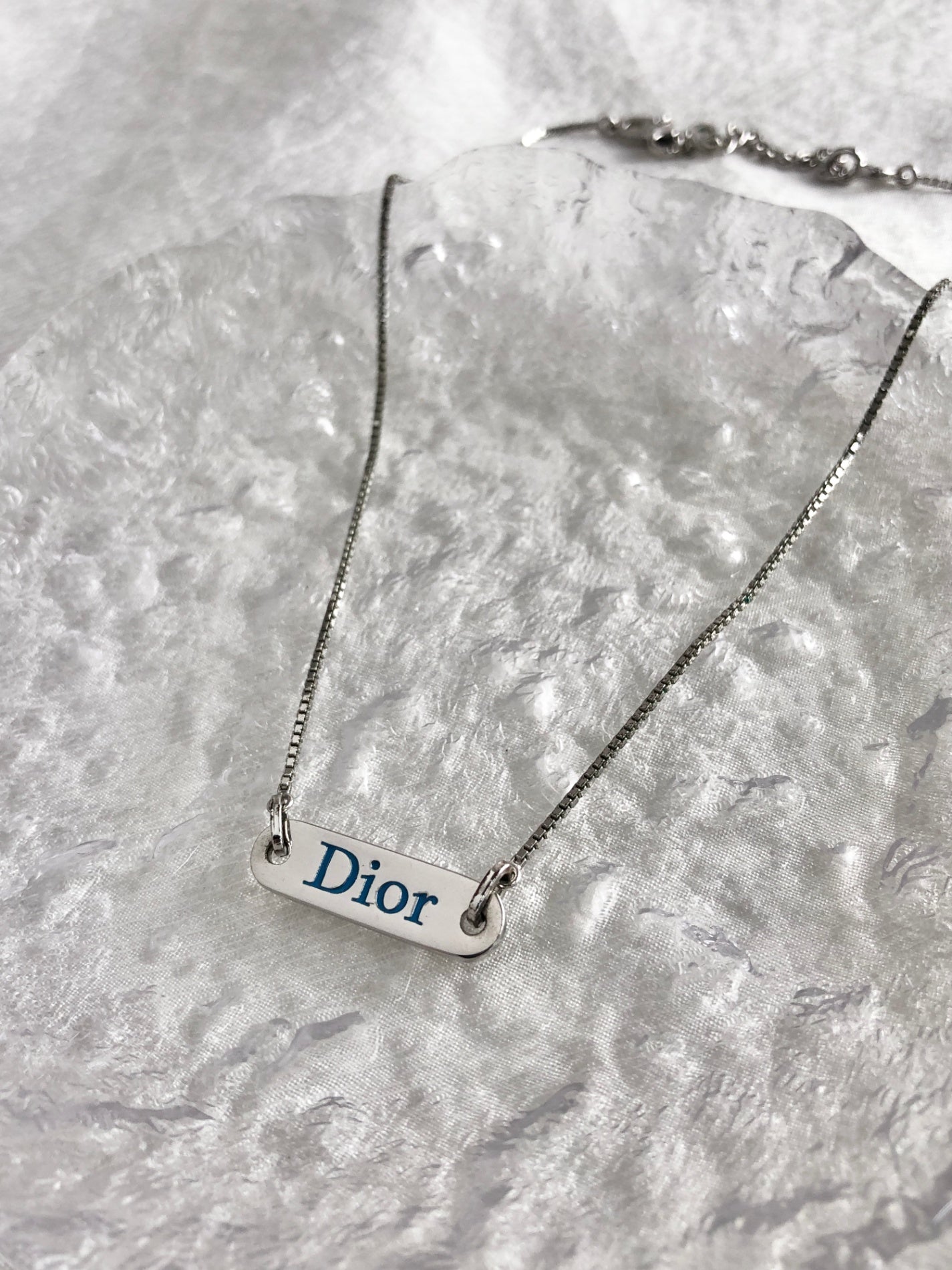 Christian Dior Logo Motif Necklace Silver Vintage cvjvv4