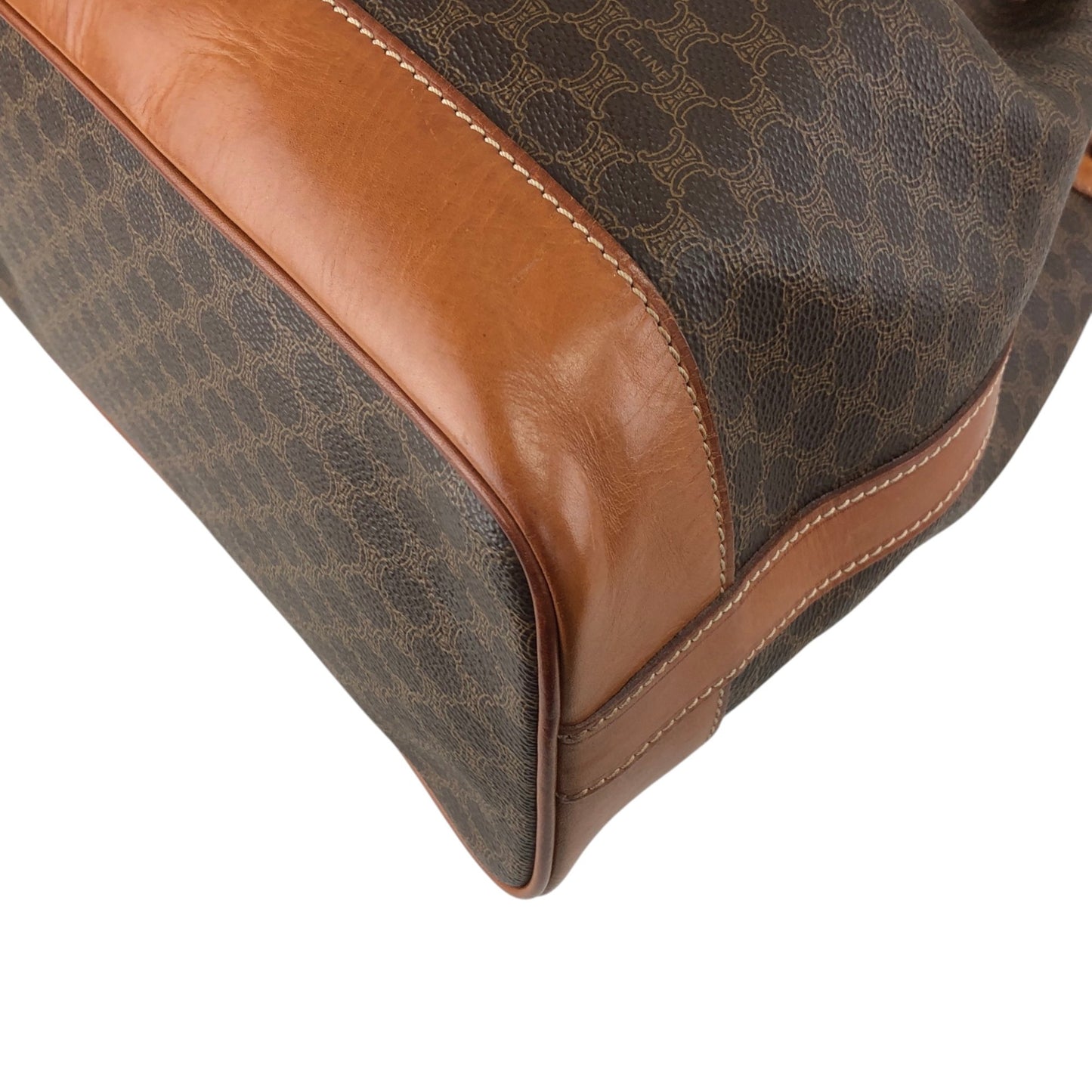 CELINE Macadam Drawstring Shoulder bag Brown Vintage v7knp2