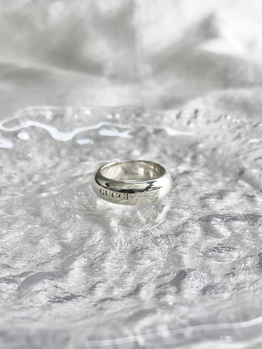 GUCCI SILVER925 Logo Ring Silver Vintage auctpg