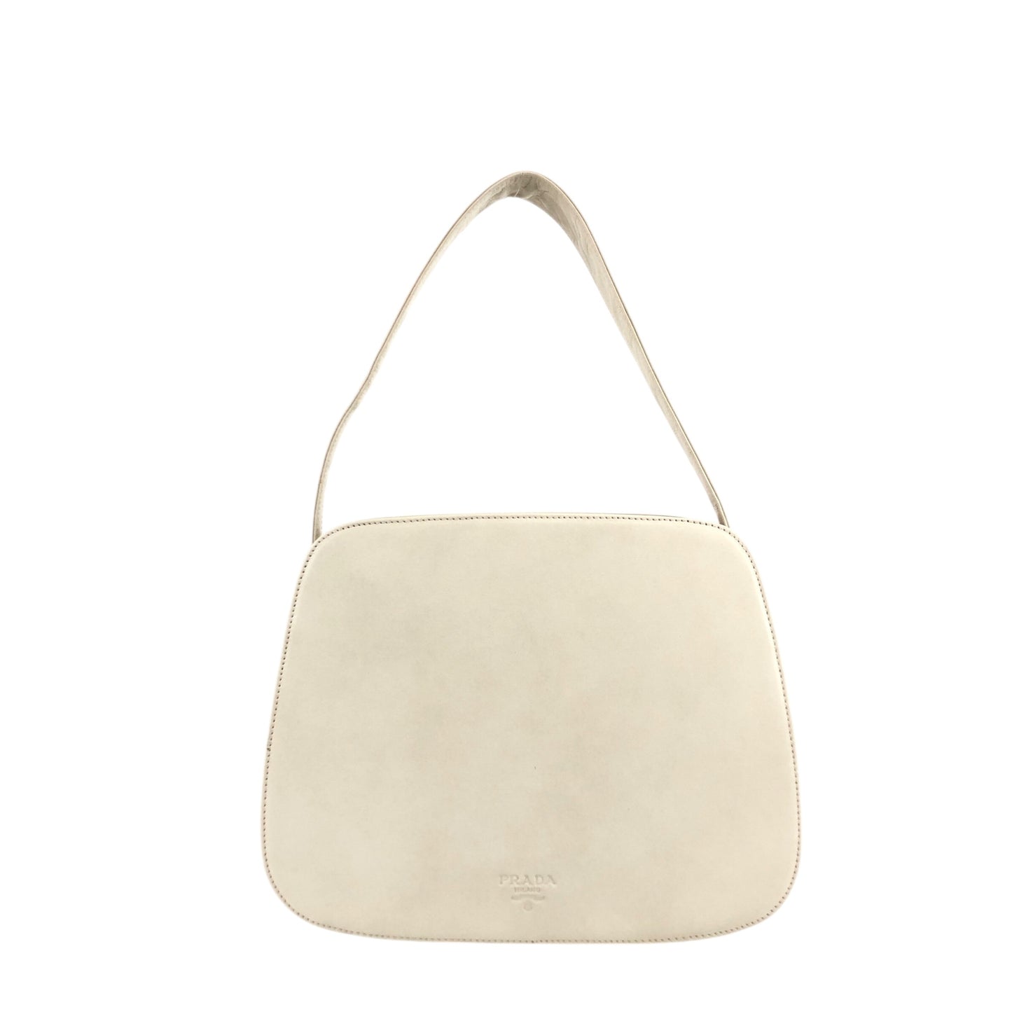PRADA Logo Embossed Small Handbag Ivory Vintage e3ygvn