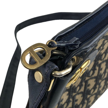 Christian Dior Trotter CD 標誌提花皮革肩背包海軍藍復古 c35cce 