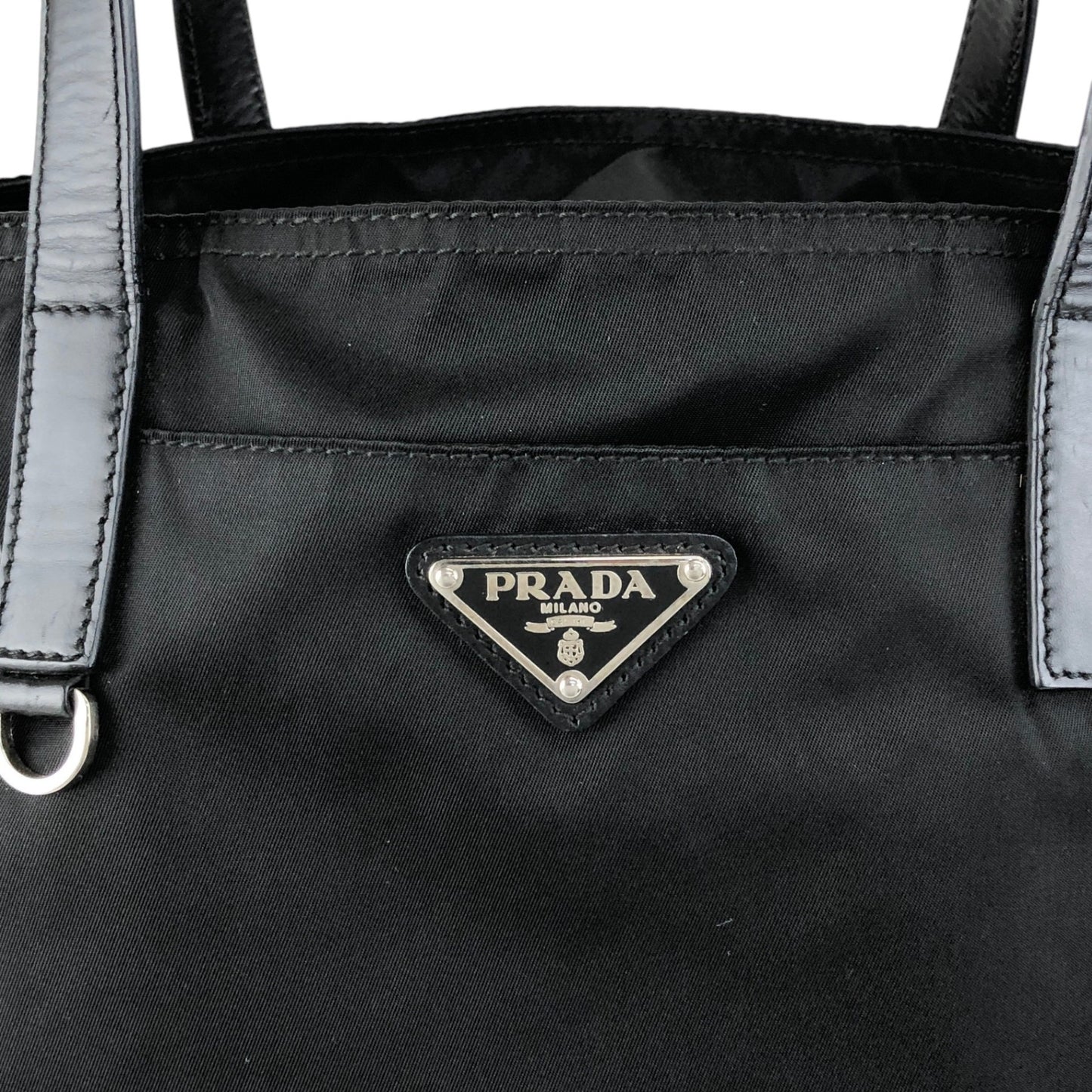 PRADA Tessuto Triangle Logo Totebag Black Vintage naaxd3
