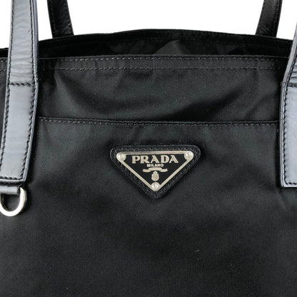 PRADA Tessuto Triangle Logo Totebag Black Vintage naaxd3
