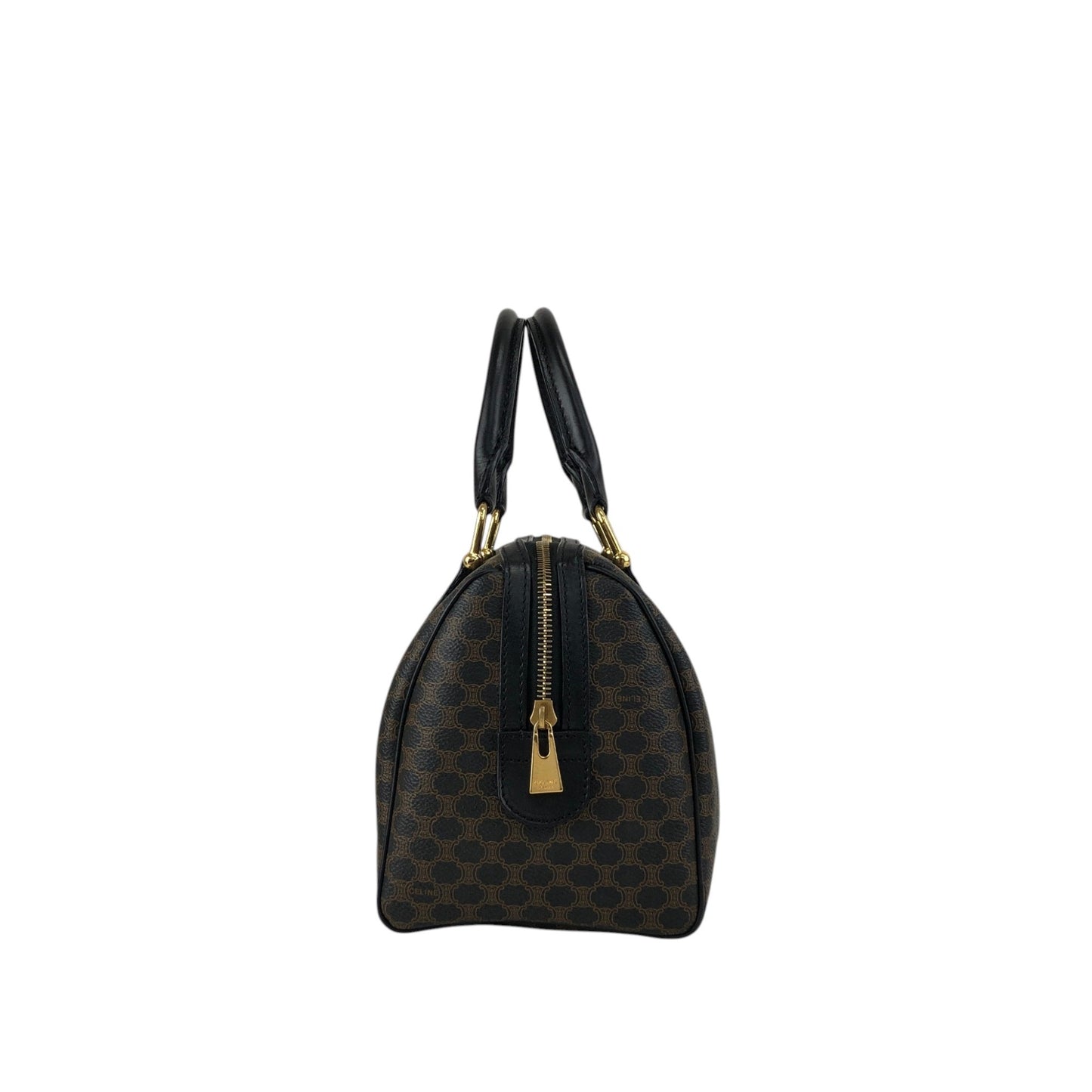 CELINE Macadam Blason Small Boston bag Handbag Black Vintage 5whgfy