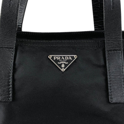 PRADA Tessuto Triangle Logo Handbag Black Vintage 5ujtgr