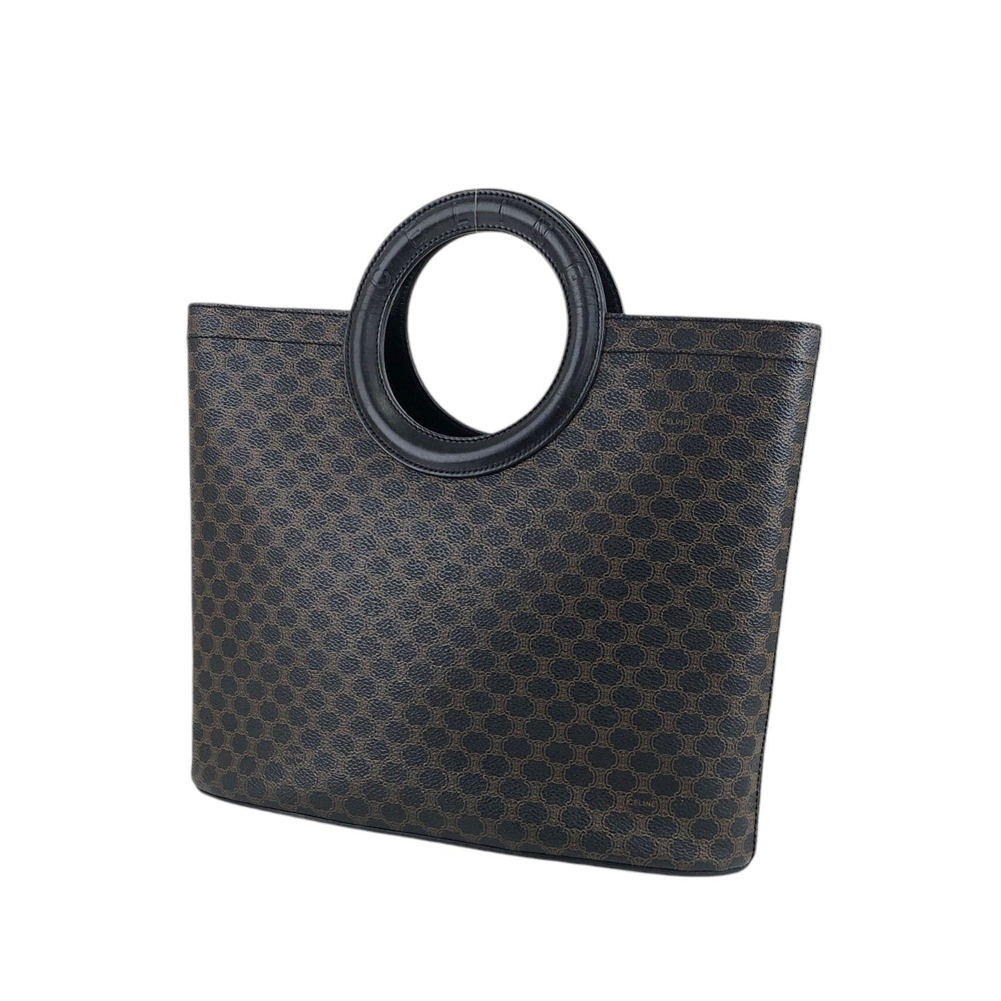 CELINE Macadam Round Handle Handbag Black Vintage dx7xai