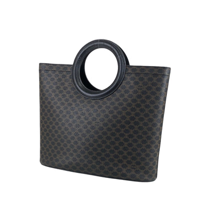 CELINE Macadam Round Handle Handbag Black Vintage dx7xai