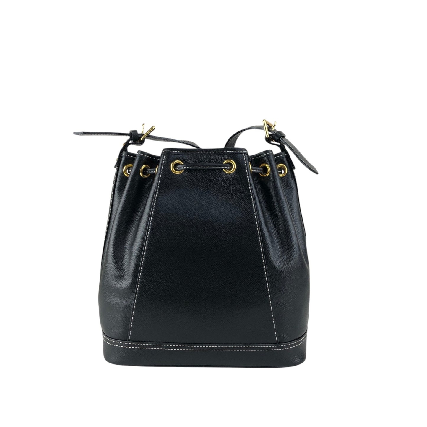 Yves Saint Laurent YSL Logo Stitch Drawstring Shoulder bag Black Vintage 2my7rj