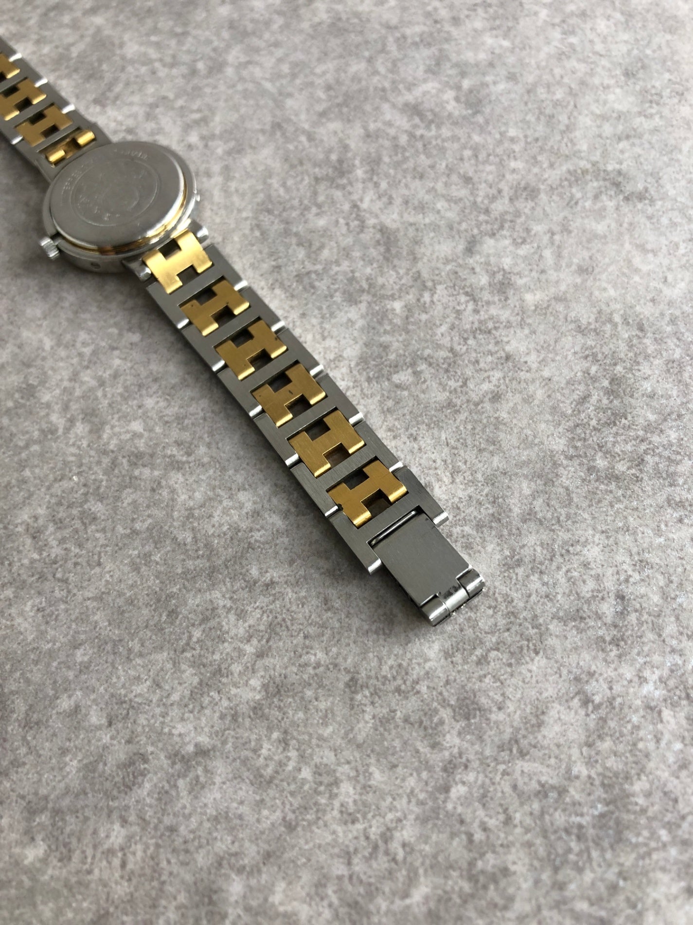 HERMES Quartz  Clipper Watch Silver×Gold Vintage 8nv65a