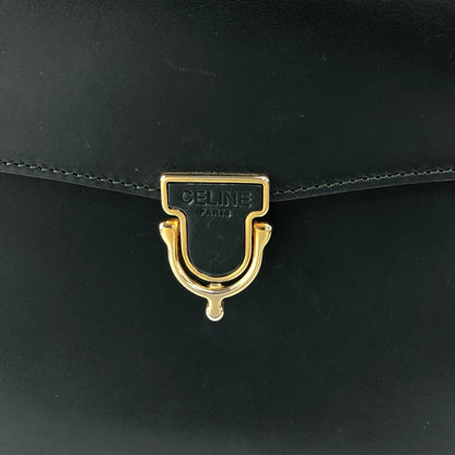 CELINE Front Buckle Handbag Dark Green Vintage c2gxe7