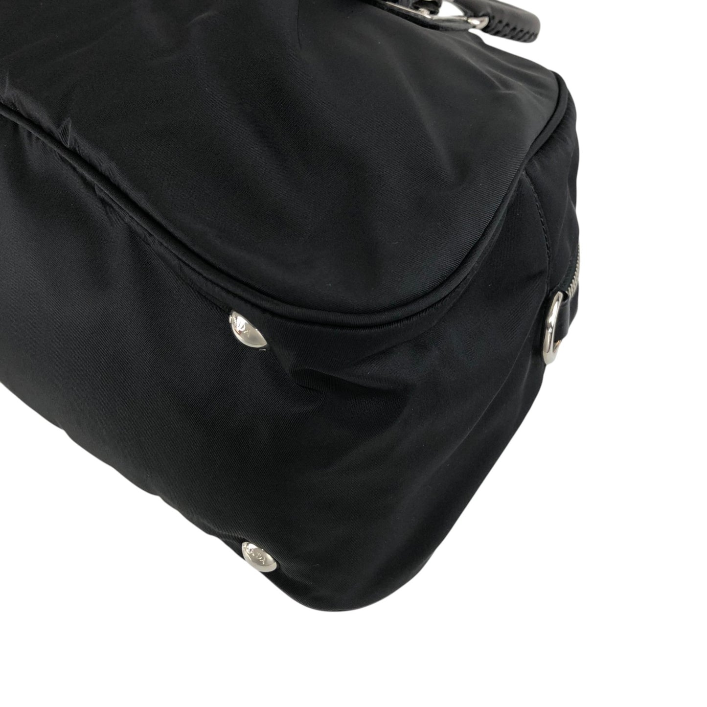 PRADA Logo Boston bag Handbag Black Vintage jipcs2