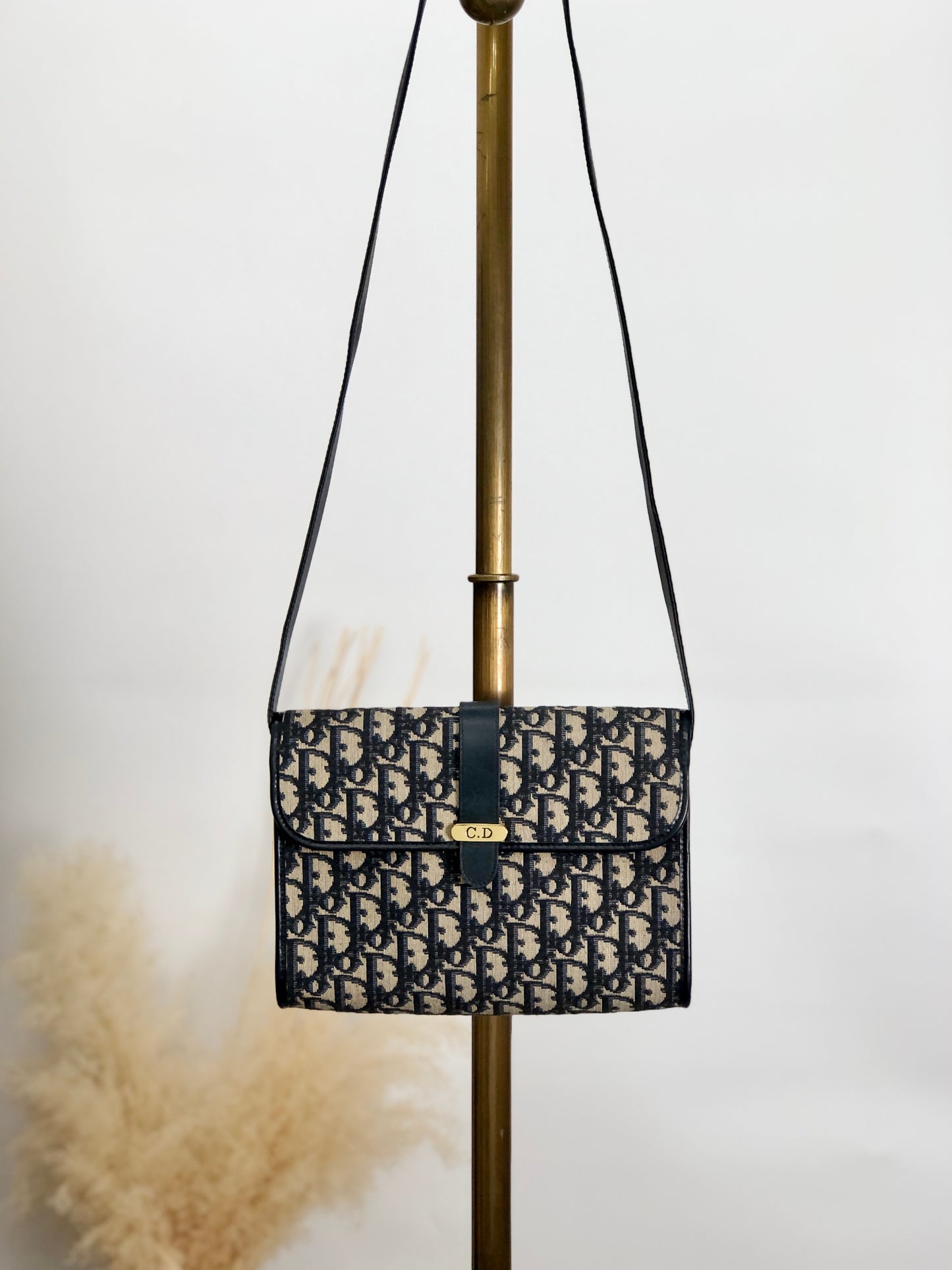 Christian Dior Trotter CD Logo 單肩包 海軍藍 復古 sajty4