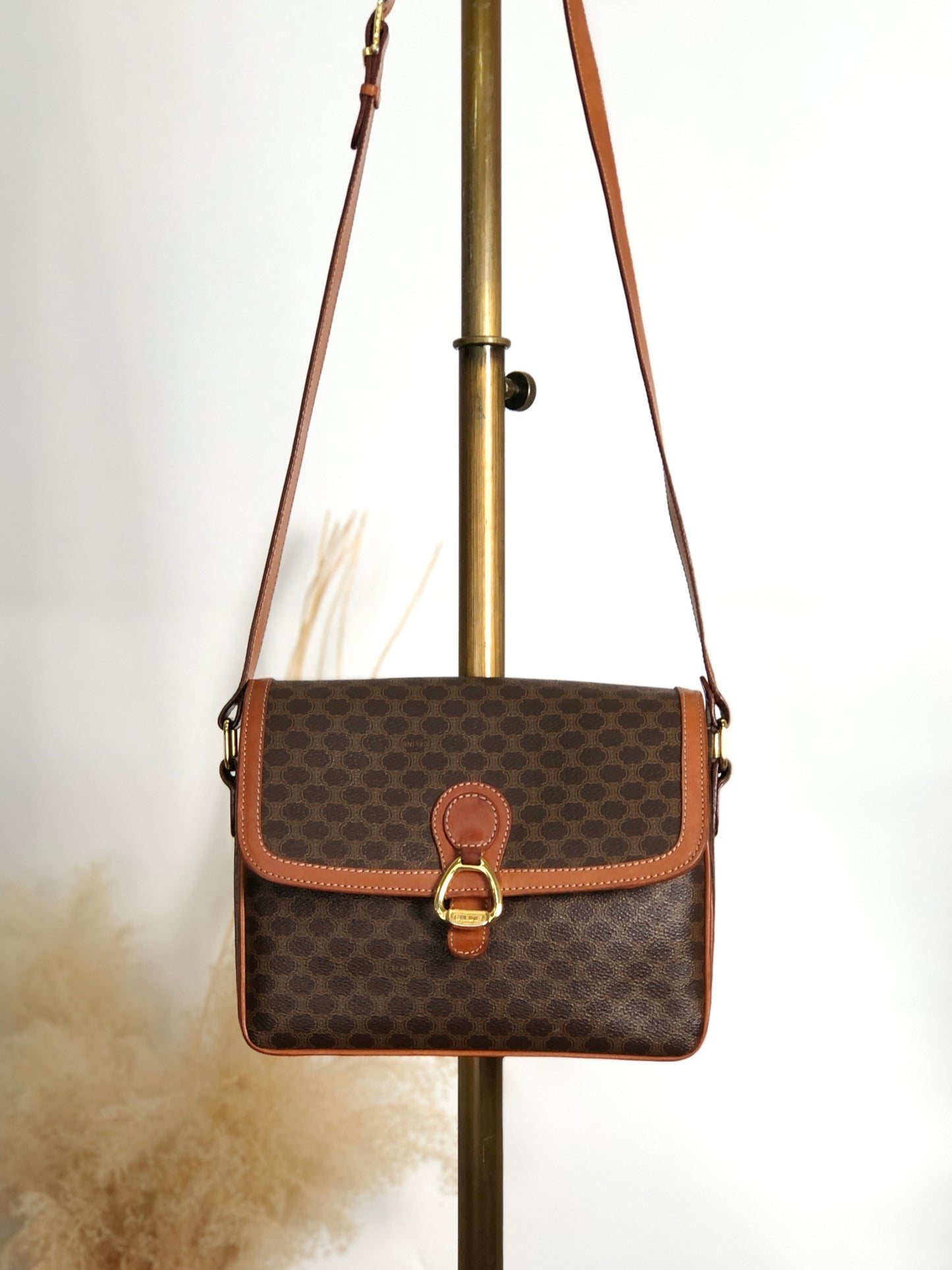 CELINE Macadam Horseshoe Shoulder bag Brown Vintage pep636
