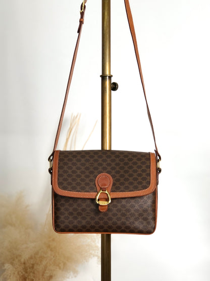 CELINE Macadam Horseshoe Shoulder bag Brown Vintage pep636