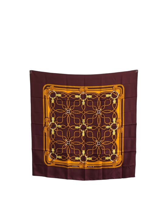 HERMES SILK Scarf Bordeaux Vintage jmarx7