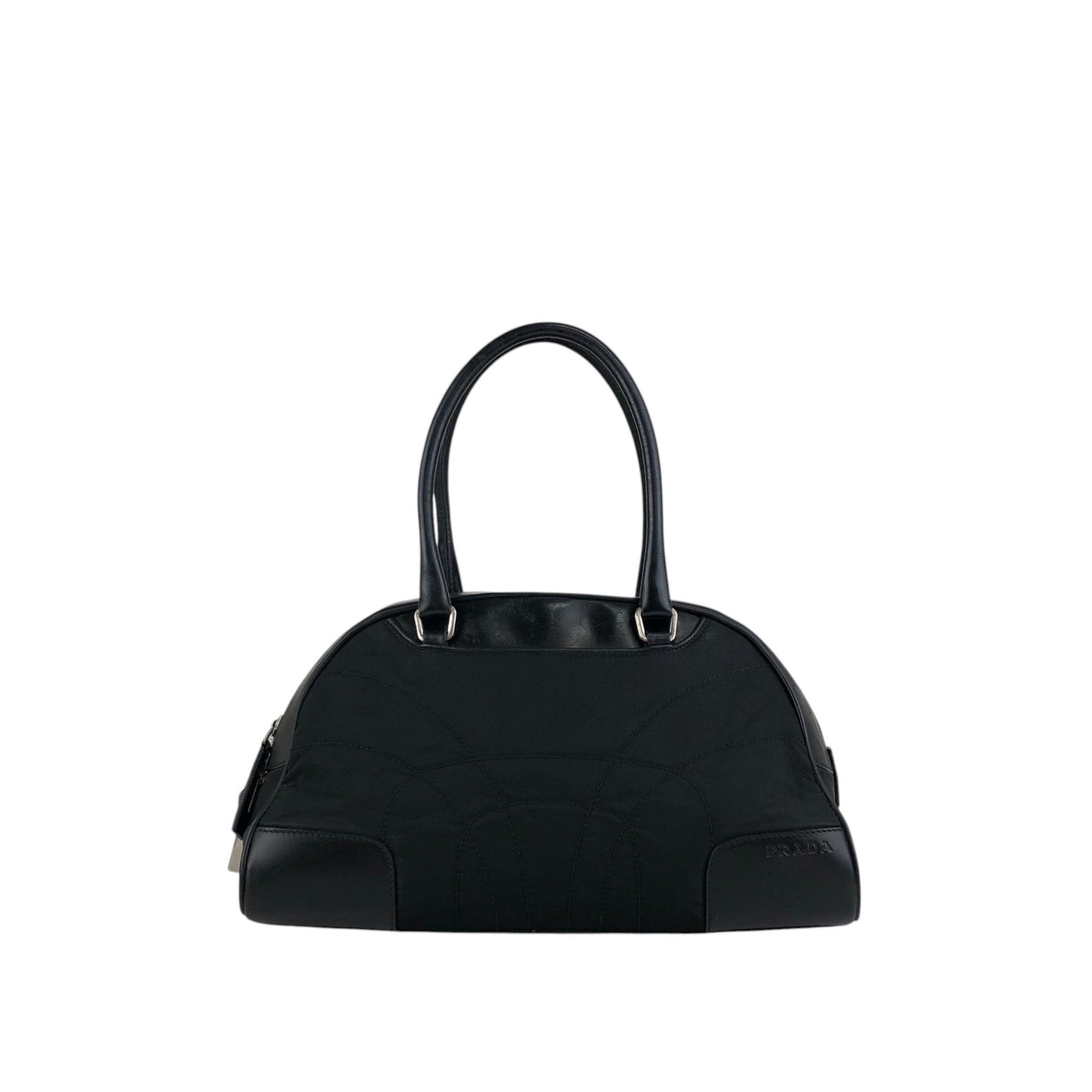 PRADA Triangle Logo Handbag Boston bag Black Vintage mh4xag