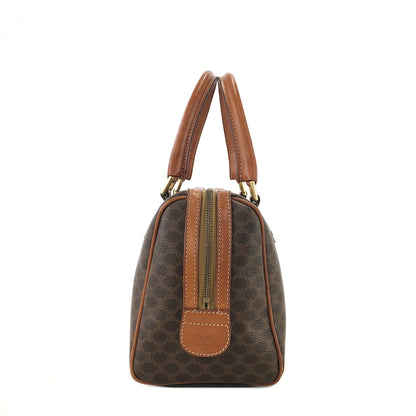 CELINE Macadam PVC Leather Two-way Handbag Shoulder bag Boston bag Brown Vintage znft22