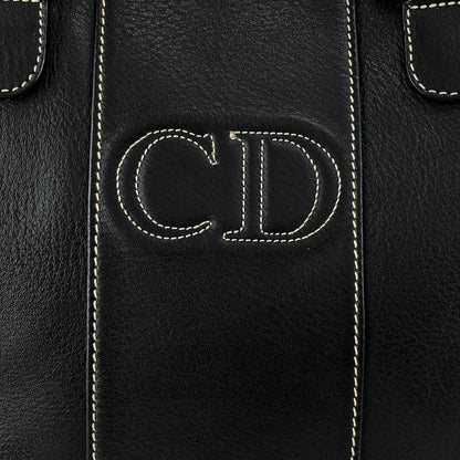 Christian Dior CD Logo Handbag Totebag Black Vintage 66ksm7