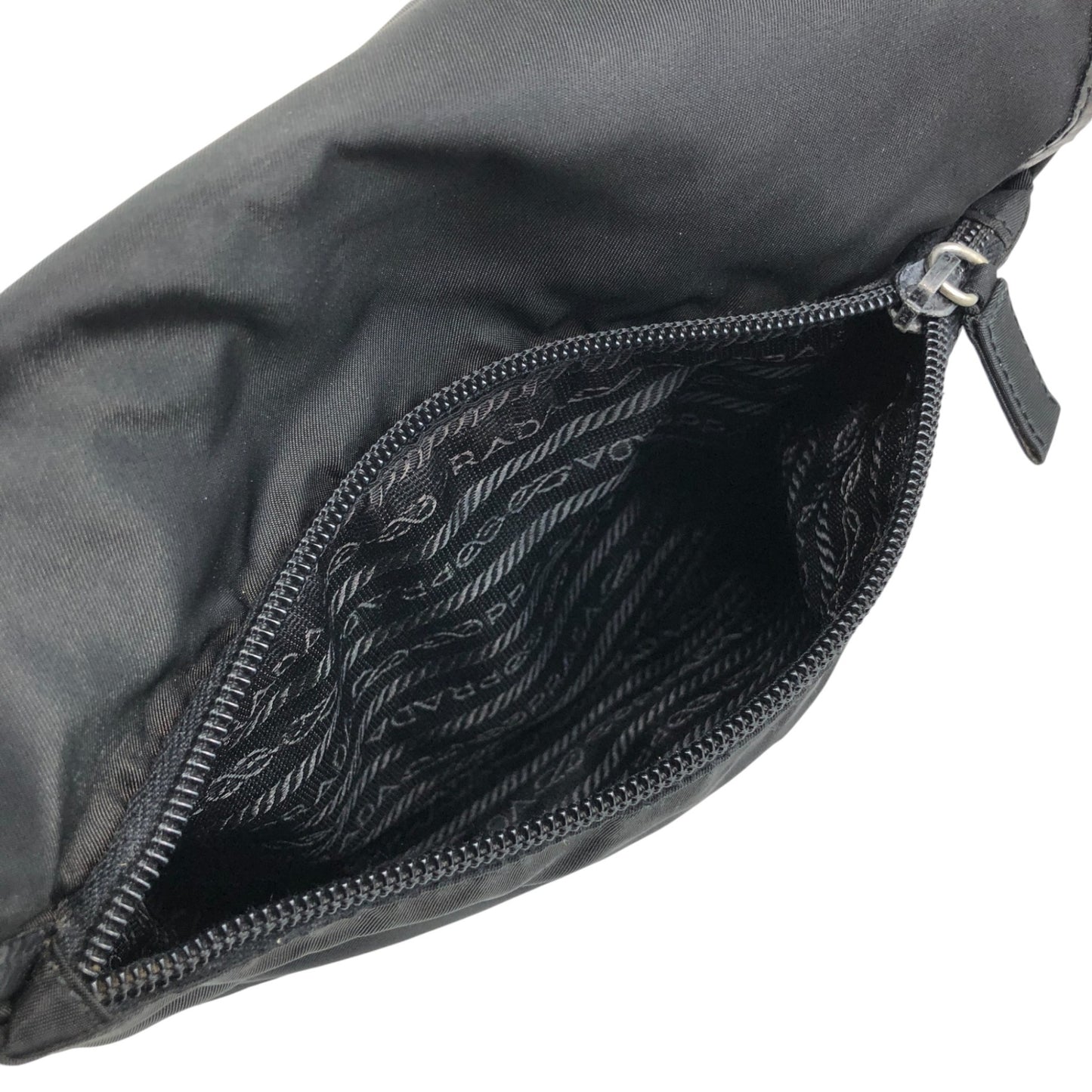 PRADA Tessuto Triangle Logo Front Buckle Shoulder bag Black Vintage kyt5ds