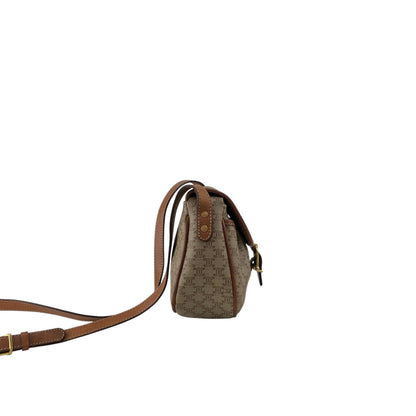 CELINE Macadam Triomphe Front Buckle Shoulder bag Beige Vintage xwff8x