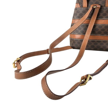CELINE Macadam Logo Embossed Backpack Brown Vintage fbhpns