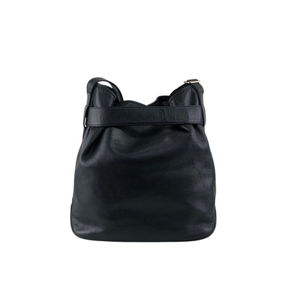 GUCCI Logo Embossed Shoulder bag Black Vintage aga2sh