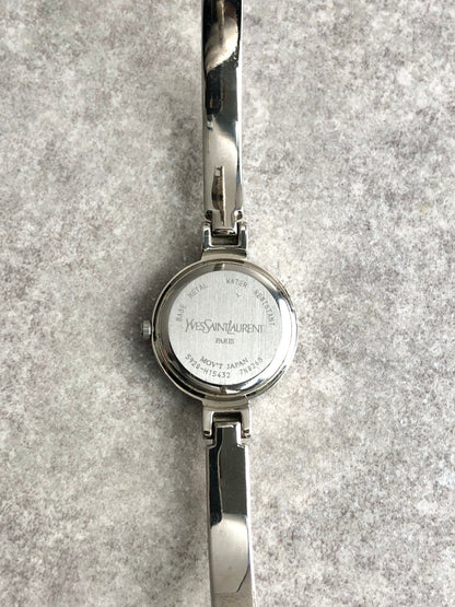 Yves Saint Laurent YSL Logo Quartz Watch Silver 6031-G11246TA Vintage 3z4kad