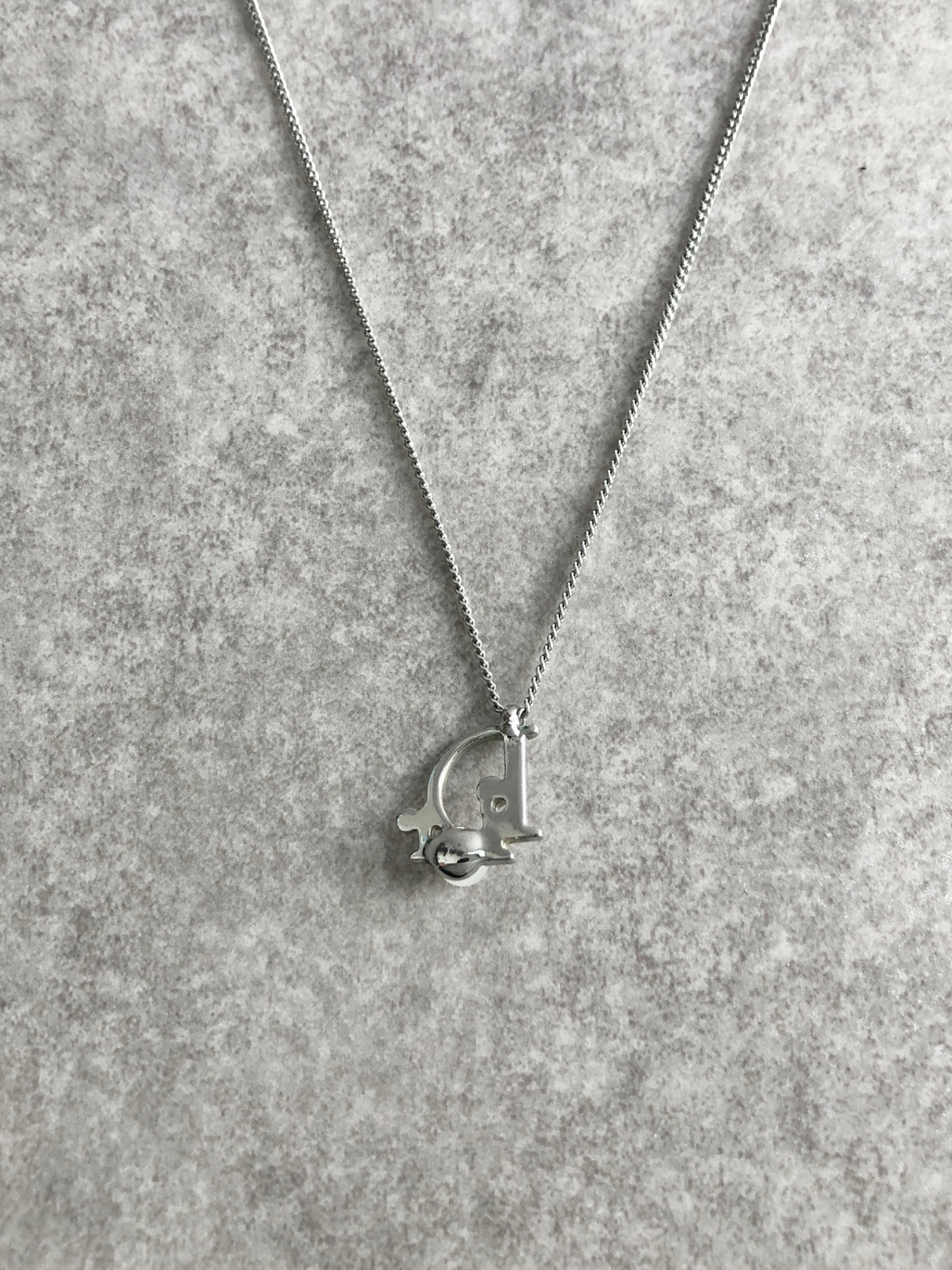 Christian Dior Logo Motif Necklace Silver Vintage 2fject