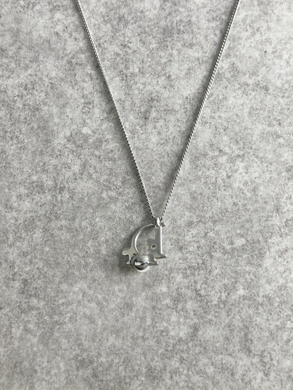 Christian Dior Logo Motif Necklace Silver Vintage 2fject
