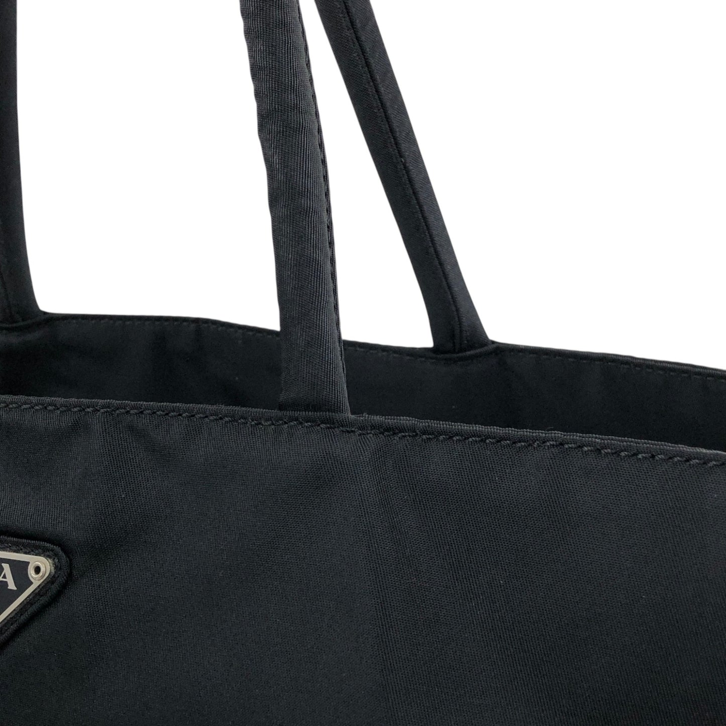 PRADA Tessuto Triangle Logo Handbag Totebag Black Vintage 4fphjj