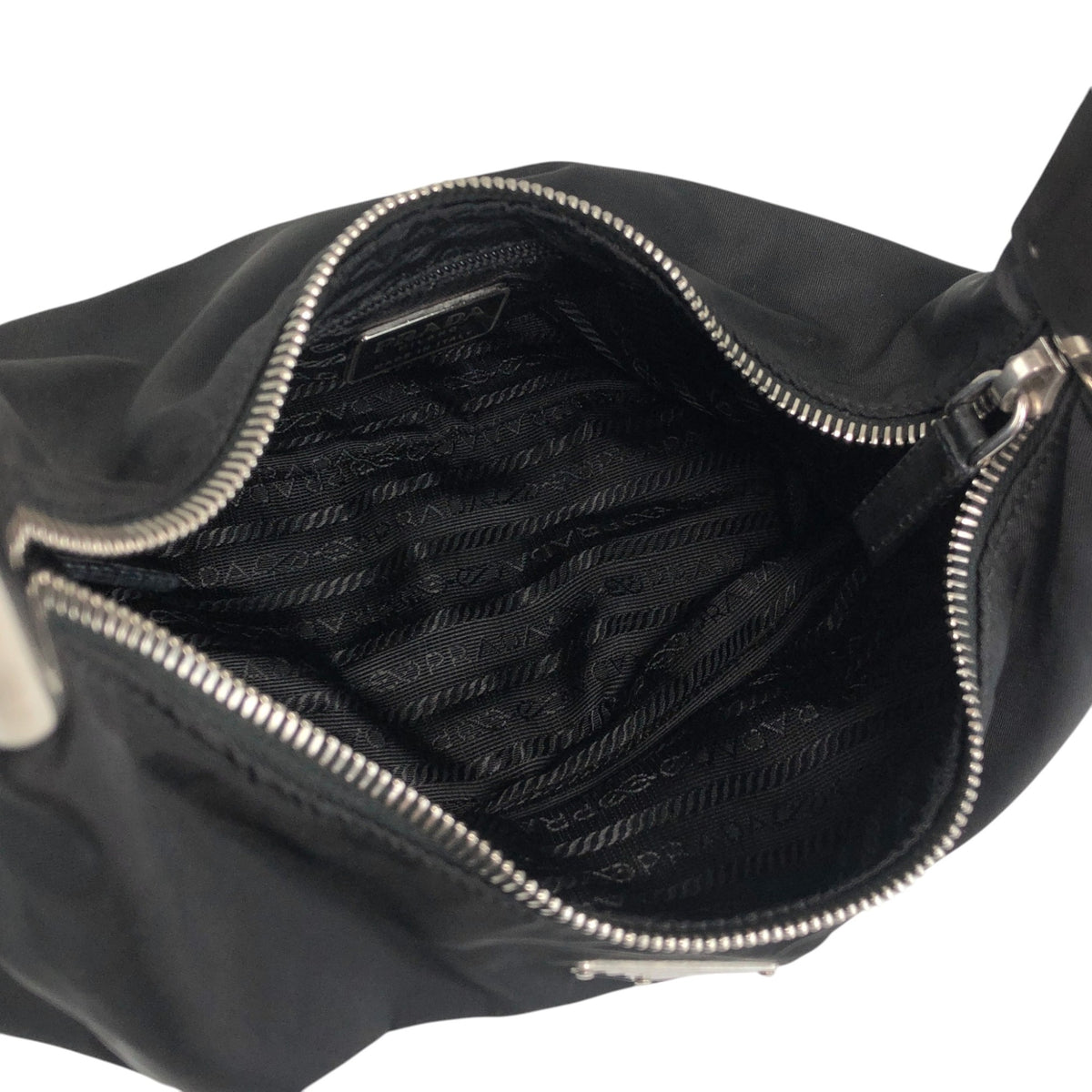 PRADA Tessuto Triangle Logo Shoulder bag Black Vintage 7c33nu