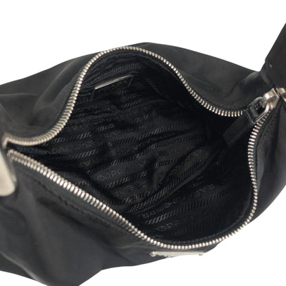 PRADA Tessuto Triangle Logo Shoulder bag Black Vintage 7c33nu