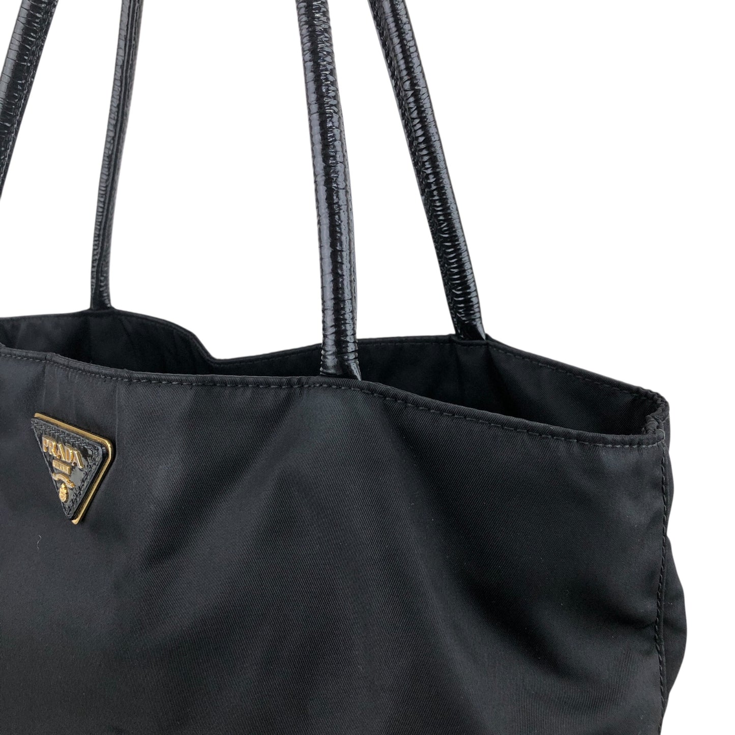 PRADA Tessuto Triangle Logo Handbag Black Vintage yiktvs