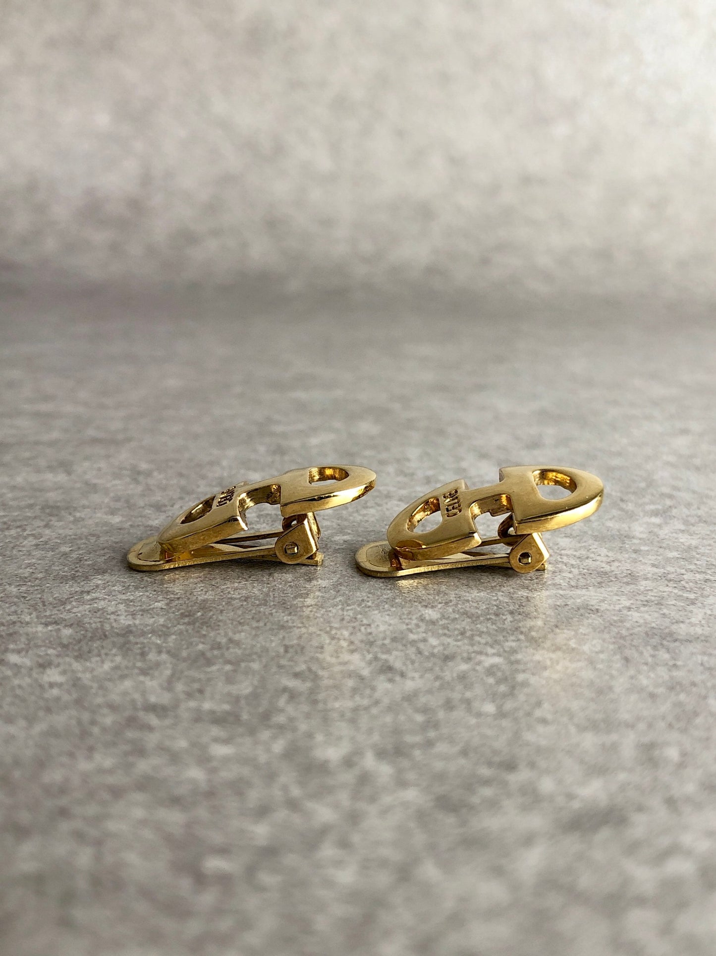 CELINE Horse Bit Earrings Gold Vintage wpmy55