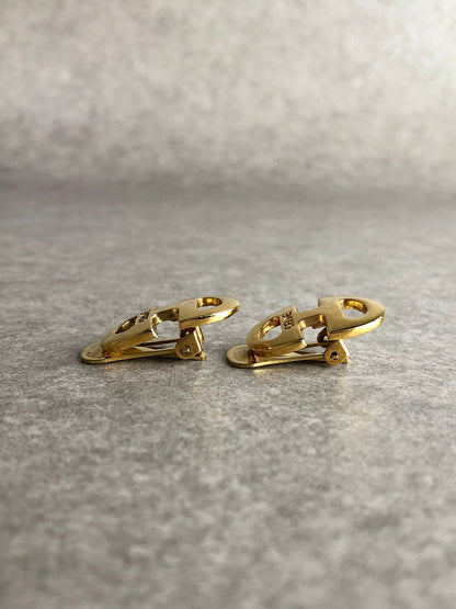 CELINE Horse Bit Earrings Gold Vintage wpmy55