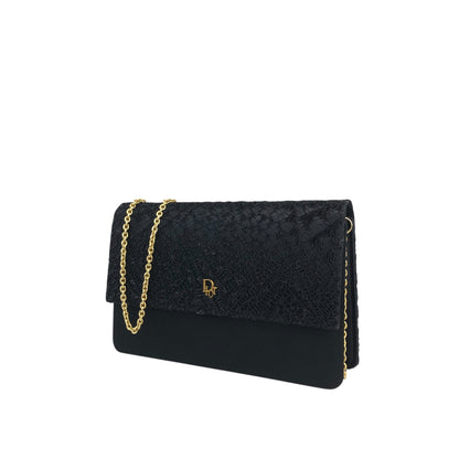 Christian Dior Logo Chain Shoulder bag Black Vintage mr3a3y