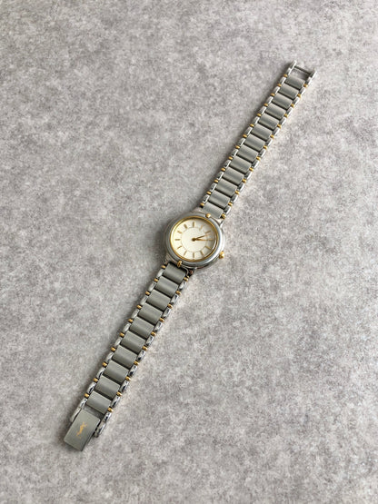 Yves Saint Laurent YSL Logo Quartz Watch Silver×Gold 5420-F45413 Vintage m3ywcg