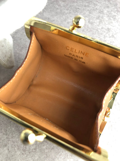 CELINE Macadam Blason Metal Clasp Coin Purse Brown Vintage m4dt4w