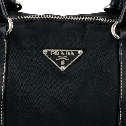 PRADA Triangle Logo Small Boston bag Handbag Black Vintage ixt5hp
