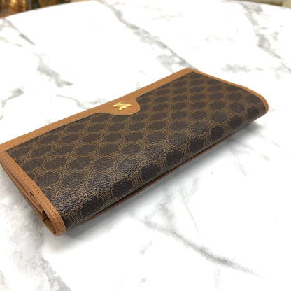 CELINE Macadam Triomphe PVC 皮革長皮夾 棕色 復古 7ej5dz