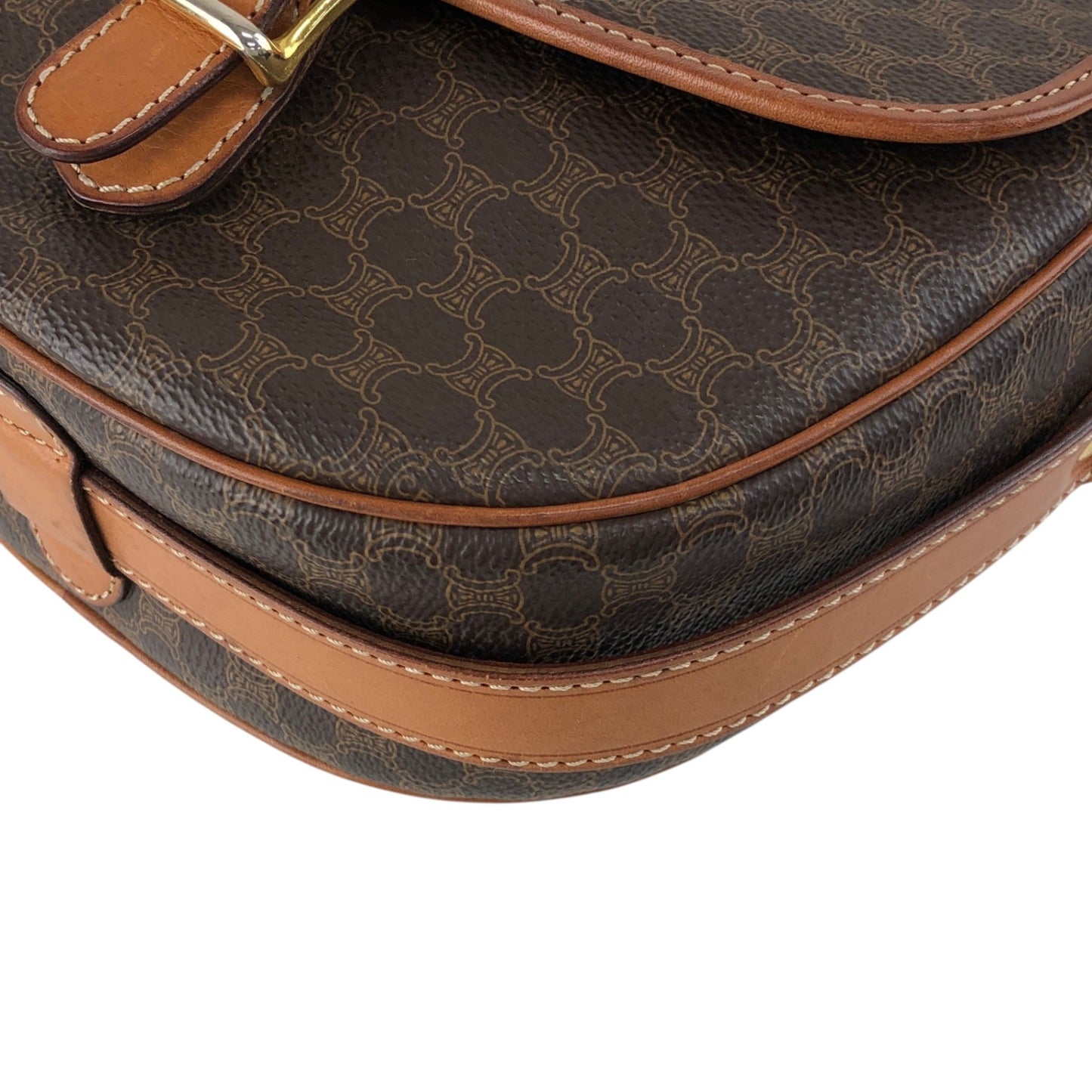 CELINE Macadam Blason Shoulder bag Brown Vintage aj8afn