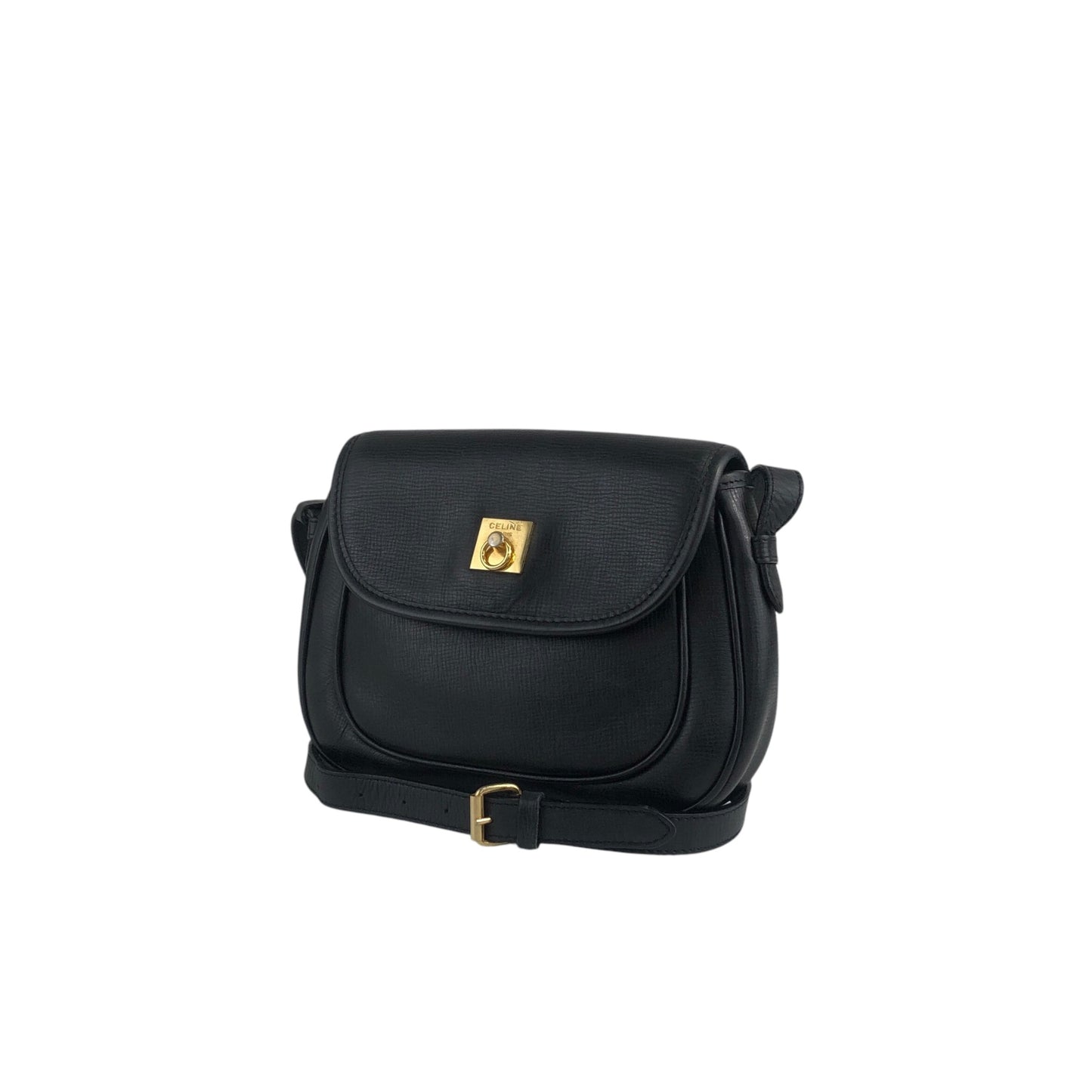 CELINE Gancini Shoulder bag Black Vintage 4xp2cr