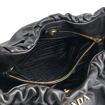 PRADA Logo Shoulder bag Black Vintage guki3f