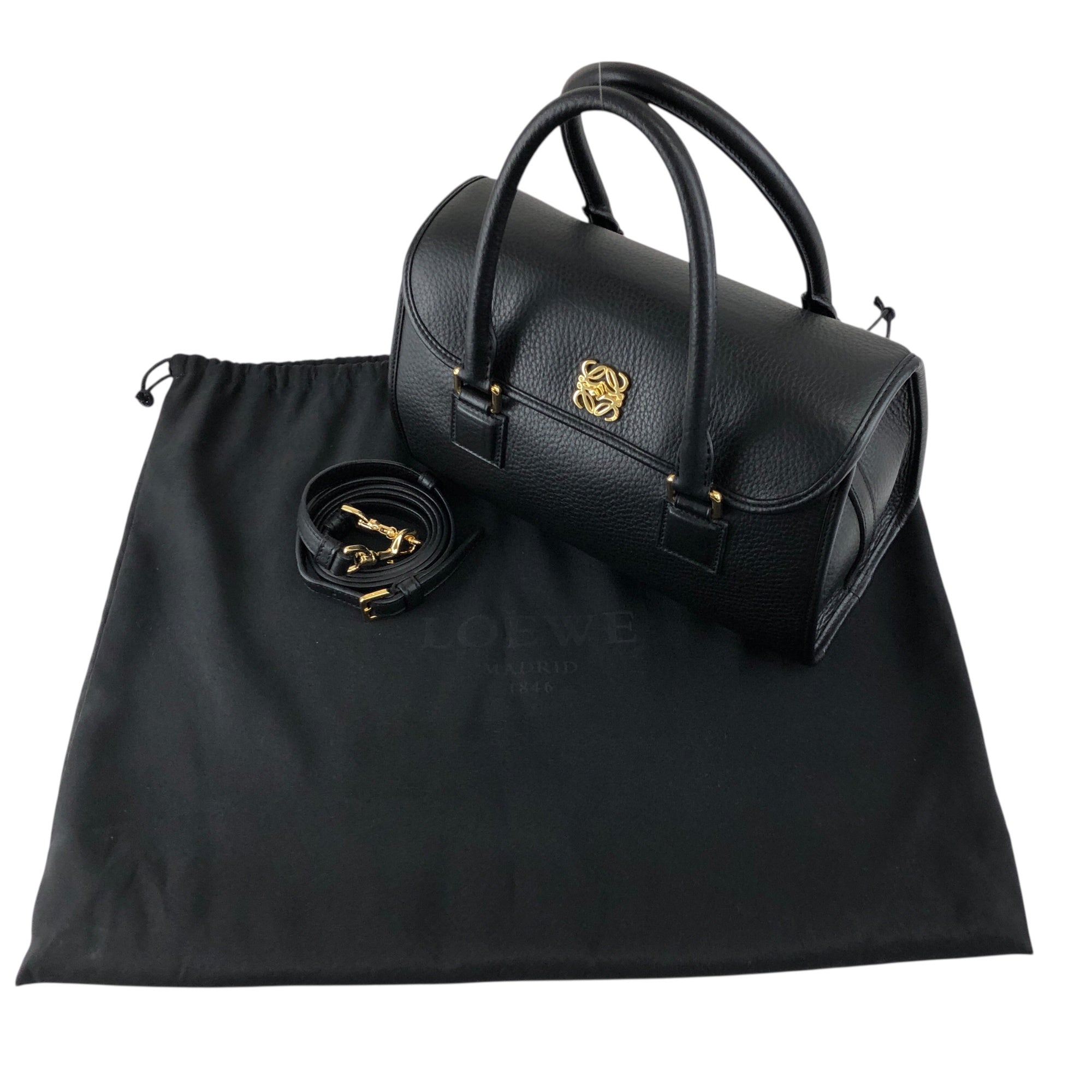 LOEWE Anagram Two-way Handbag Shoulder bag Black Vintage rz7tmx