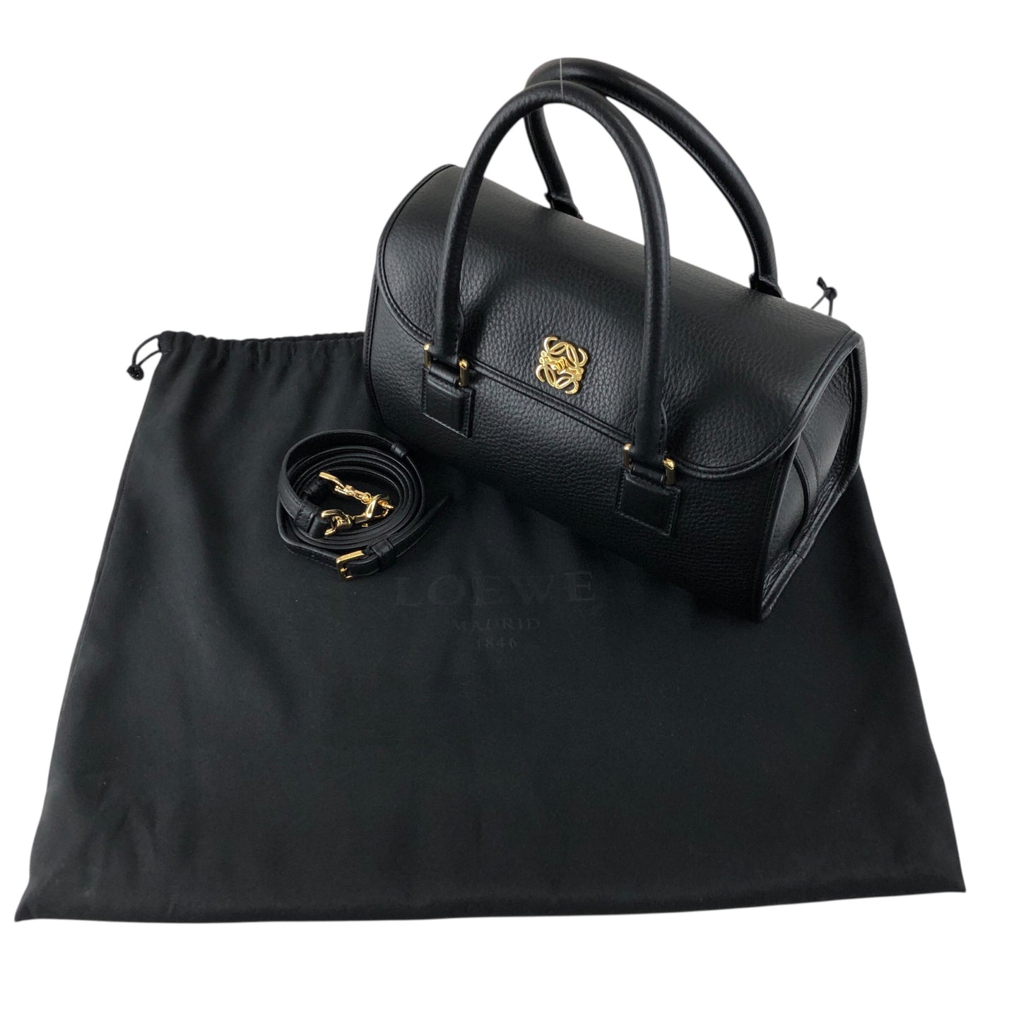 LOEWE Anagram Two-way Handbag Shoulder bag Black Vintage rz7tmx