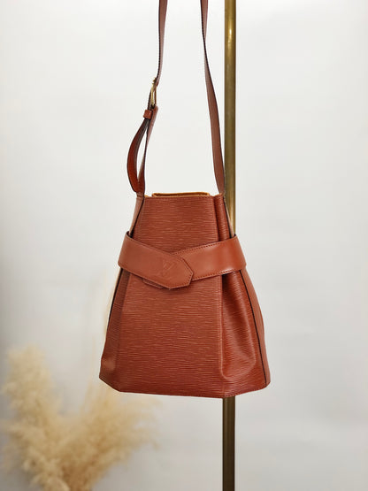 LOUIS VUITTON Epi Drawstring Shoulder bag Brown Vintage ij3uzs