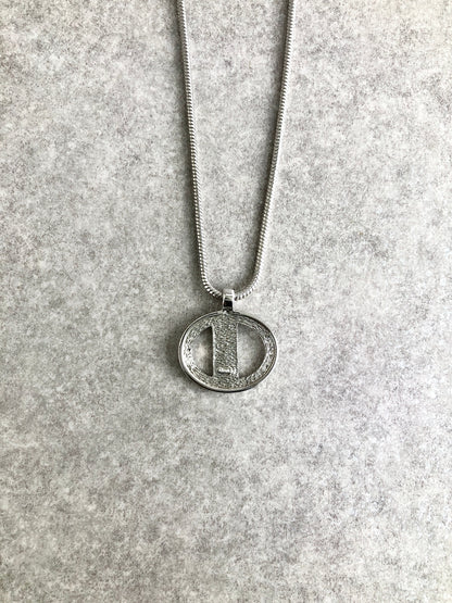 Christian Dior CD Logo Motif Necklace Silver Vintage 75c7y2