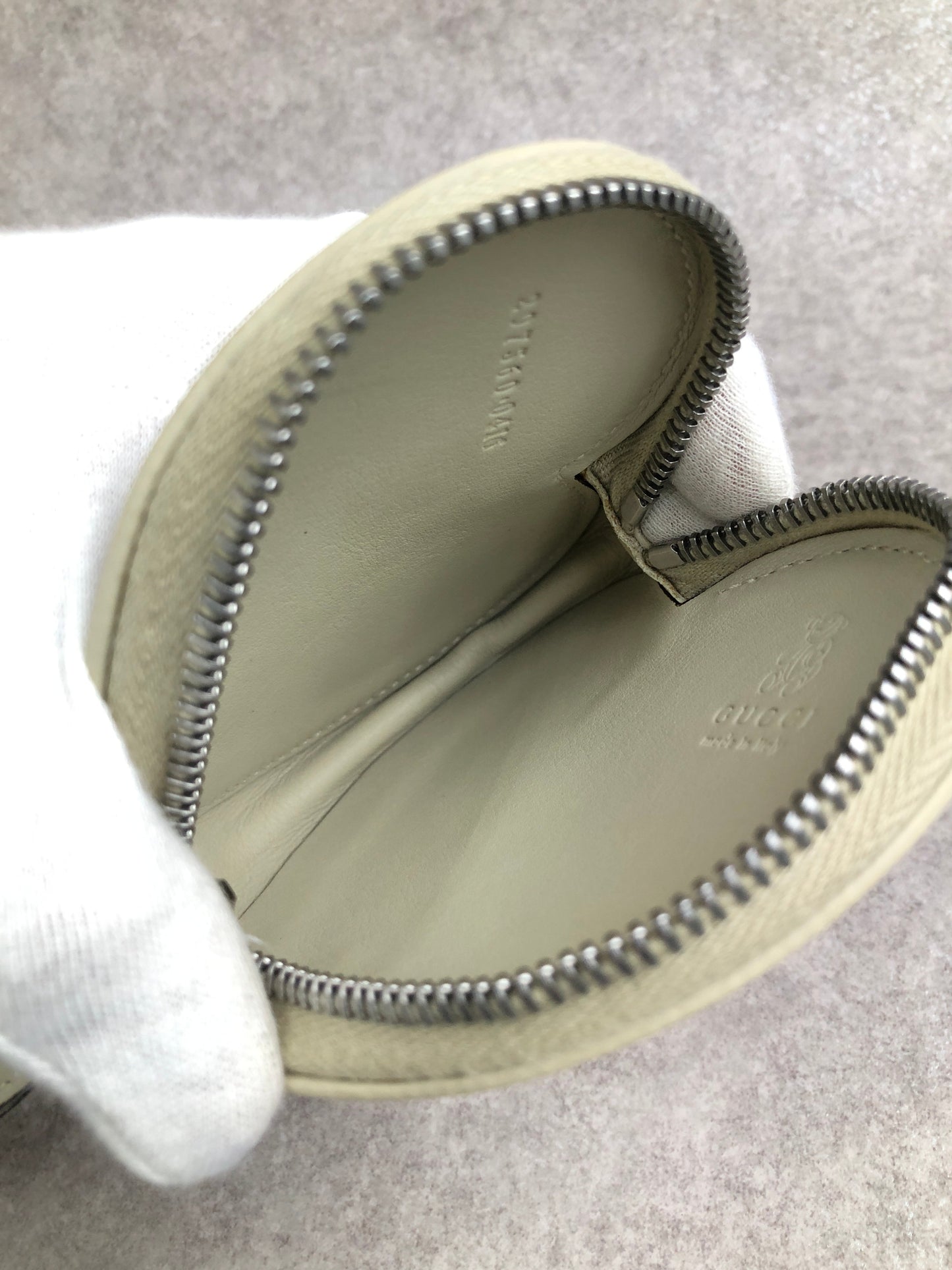 GUCCI GG Canvas Heart Motif Coin Purse Beige Vintage d3exzx