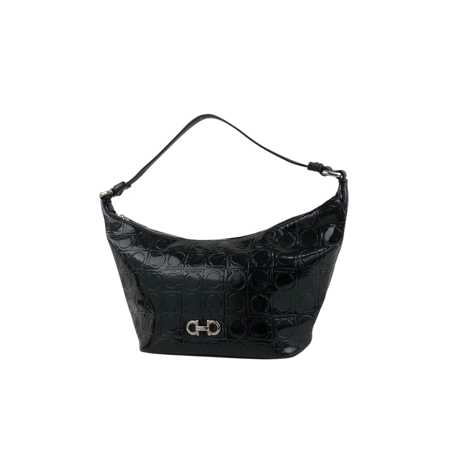 Salvatore Ferragamo Gancini Handbag Black Vintage 46khvf