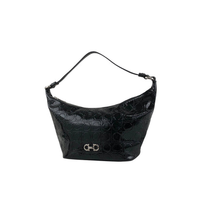 Salvatore Ferragamo Gancini Handbag Black Vintage 46khvf